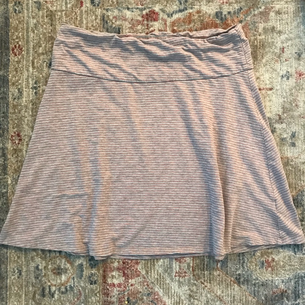 Toad and Co Chaka skirt- grey with pick/grange stripes